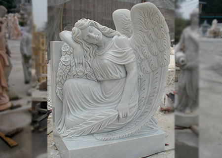 Hot Sale Sleeping White Angel Marble Headstone