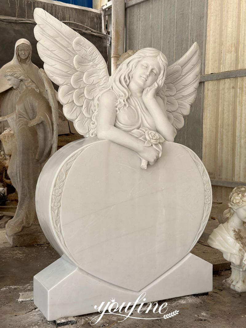 White Marble Angel Headstone