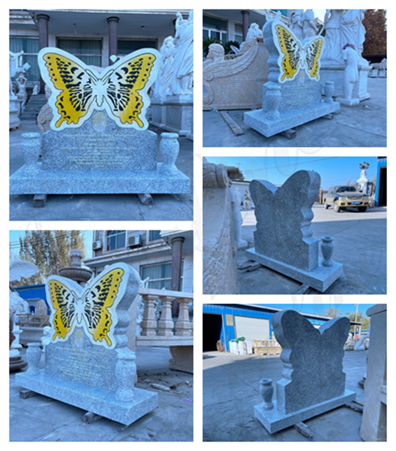 High Quality Beautiful Marble Butterfly Headstones for Graves (2)