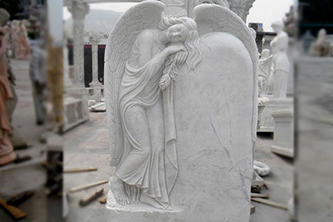 Hand carved Beloved Angel Marble Headstone