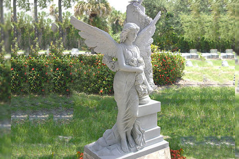 Hand carved marble monument angel statue for cemetery