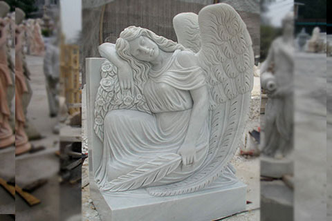 Hot Sale Sleeping White Angel Marble Headstone