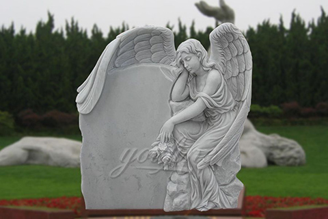 Sleeping White Angel Marble Headstone for Sale