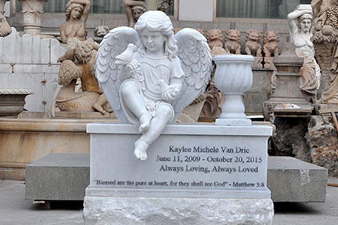 White boy statue angle Marble Headstone for Sale