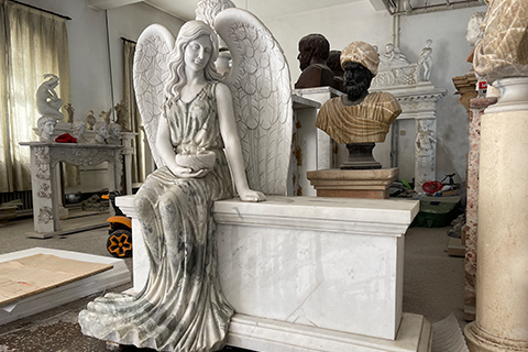 marble angel headstone -YouFine Sculpture
