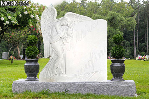 White Marble Angel Headstone for Sale Factory Supply MOKK-655