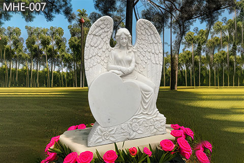 White Marble Angel Headstone Grave Monument at a Discount