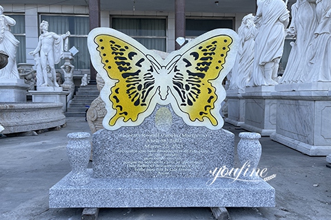 High Quality Beautiful Marble Butterfly Headstones for Graves (3)